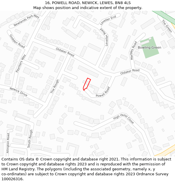 16, POWELL ROAD, NEWICK, LEWES, BN8 4LS: Location map and indicative extent of plot