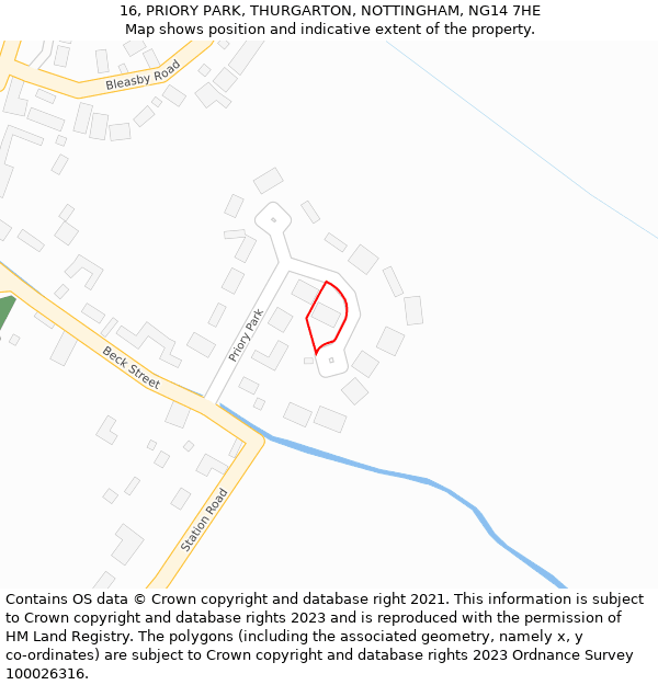 16, PRIORY PARK, THURGARTON, NOTTINGHAM, NG14 7HE: Location map and indicative extent of plot