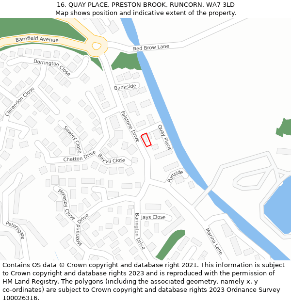 16, QUAY PLACE, PRESTON BROOK, RUNCORN, WA7 3LD: Location map and indicative extent of plot