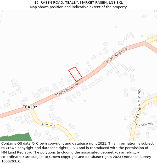 16, RASEN ROAD, TEALBY, MARKET RASEN, LN8 3XL: Location map and indicative extent of plot