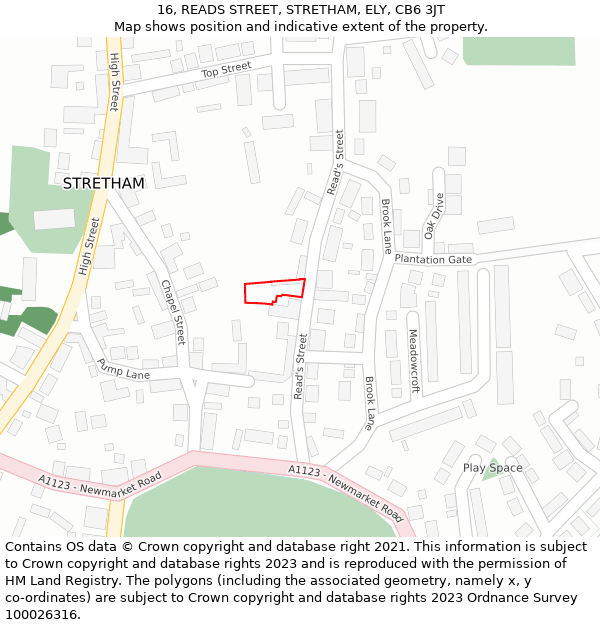 16, READS STREET, STRETHAM, ELY, CB6 3JT: Location map and indicative extent of plot