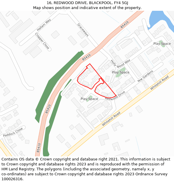 16, REDWOOD DRIVE, BLACKPOOL, FY4 5GJ: Location map and indicative extent of plot