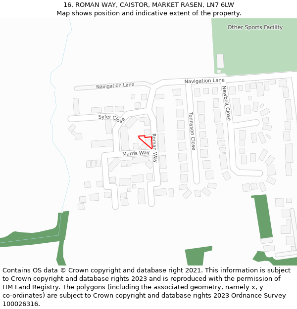 16, ROMAN WAY, CAISTOR, MARKET RASEN, LN7 6LW: Location map and indicative extent of plot