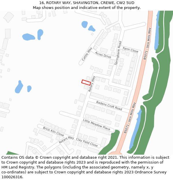 16, ROTARY WAY, SHAVINGTON, CREWE, CW2 5UD: Location map and indicative extent of plot