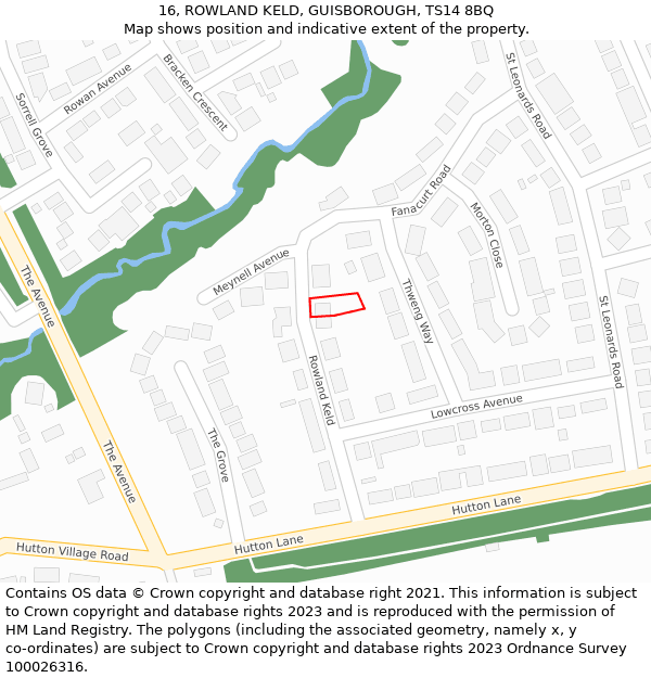 16, ROWLAND KELD, GUISBOROUGH, TS14 8BQ: Location map and indicative extent of plot