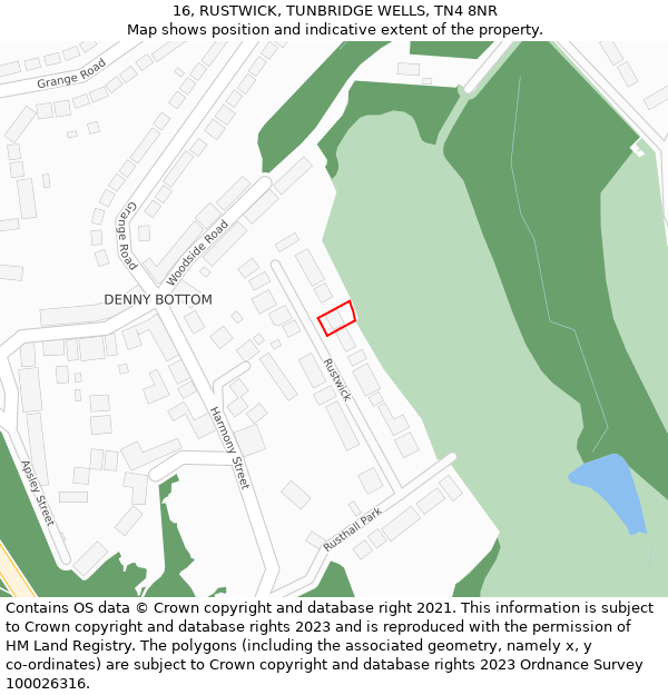 16, RUSTWICK, TUNBRIDGE WELLS, TN4 8NR: Location map and indicative extent of plot