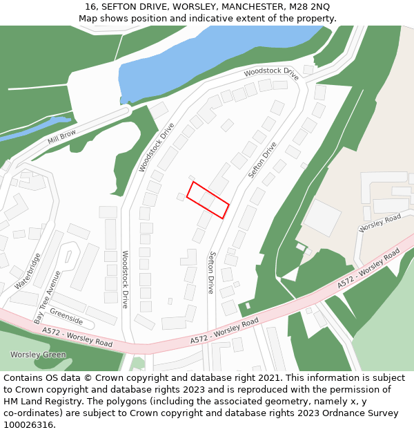 16, SEFTON DRIVE, WORSLEY, MANCHESTER, M28 2NQ: Location map and indicative extent of plot