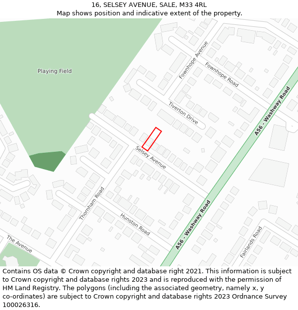 16, SELSEY AVENUE, SALE, M33 4RL: Location map and indicative extent of plot