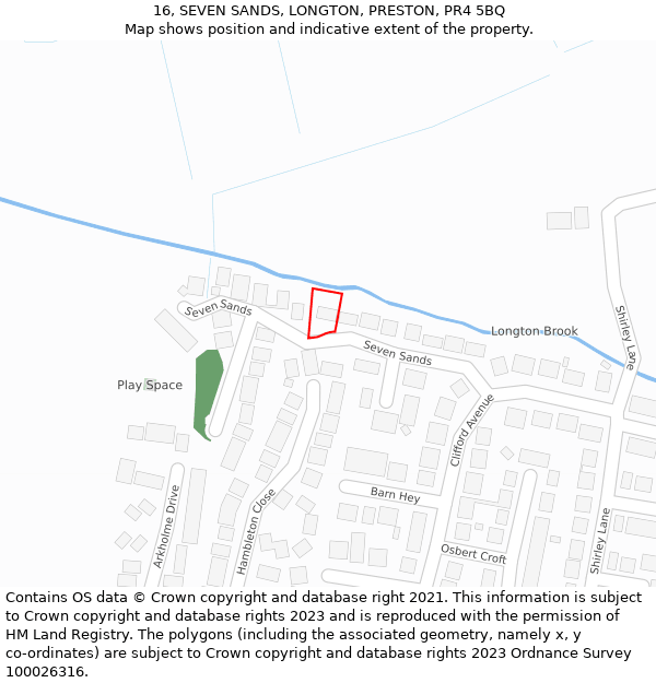 16, SEVEN SANDS, LONGTON, PRESTON, PR4 5BQ: Location map and indicative extent of plot