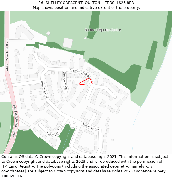 16, SHELLEY CRESCENT, OULTON, LEEDS, LS26 8ER: Location map and indicative extent of plot