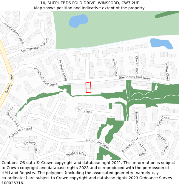 16, SHEPHERDS FOLD DRIVE, WINSFORD, CW7 2UE: Location map and indicative extent of plot