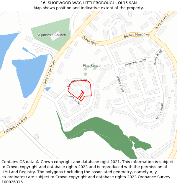 16, SHOPWOOD WAY, LITTLEBOROUGH, OL15 9AN: Location map and indicative extent of plot