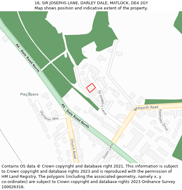 16, SIR JOSEPHS LANE, DARLEY DALE, MATLOCK, DE4 2GY: Location map and indicative extent of plot