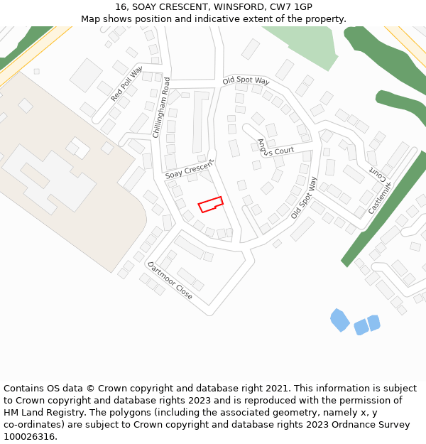 16, SOAY CRESCENT, WINSFORD, CW7 1GP: Location map and indicative extent of plot