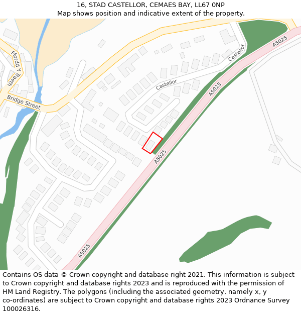 16, STAD CASTELLOR, CEMAES BAY, LL67 0NP: Location map and indicative extent of plot