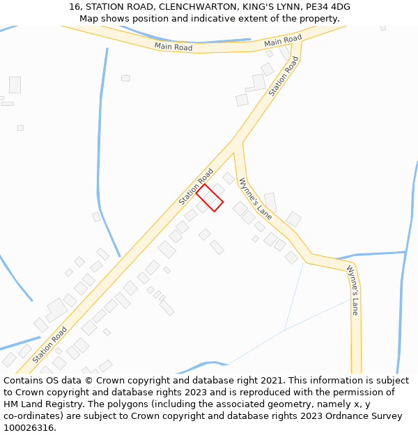 16, STATION ROAD, CLENCHWARTON, KING'S LYNN, PE34 4DG: Location map and indicative extent of plot
