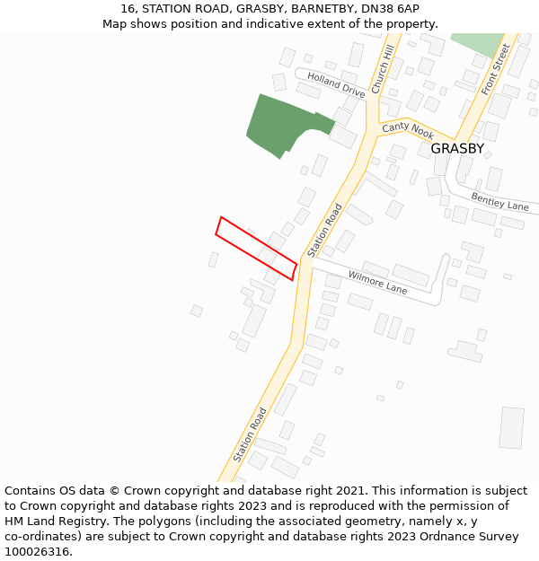 16, STATION ROAD, GRASBY, BARNETBY, DN38 6AP: Location map and indicative extent of plot