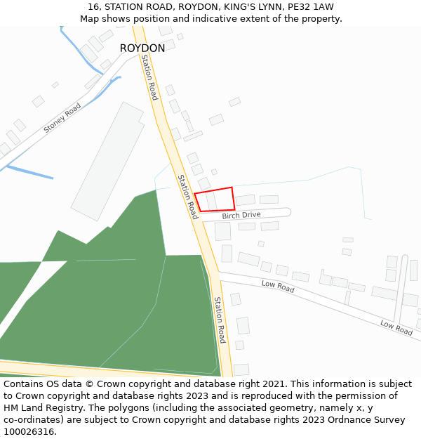 16, STATION ROAD, ROYDON, KING'S LYNN, PE32 1AW: Location map and indicative extent of plot