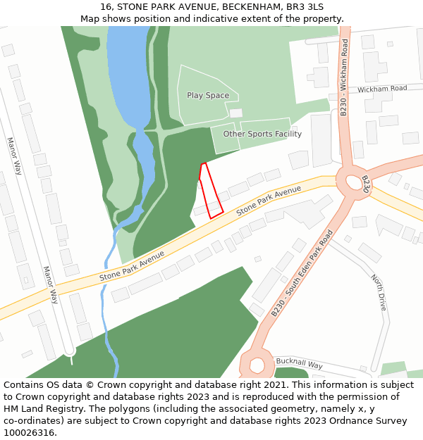 16, STONE PARK AVENUE, BECKENHAM, BR3 3LS: Location map and indicative extent of plot