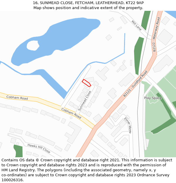 16, SUNMEAD CLOSE, FETCHAM, LEATHERHEAD, KT22 9AP: Location map and indicative extent of plot