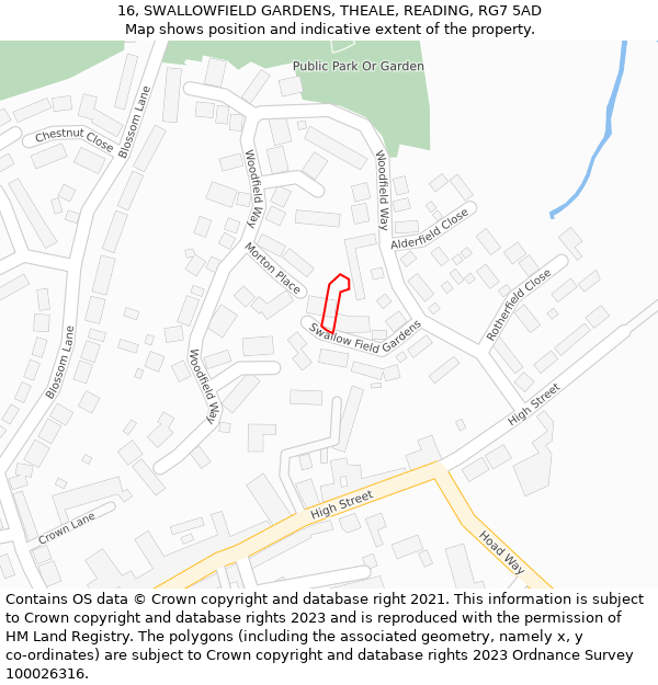 16, SWALLOWFIELD GARDENS, THEALE, READING, RG7 5AD: Location map and indicative extent of plot