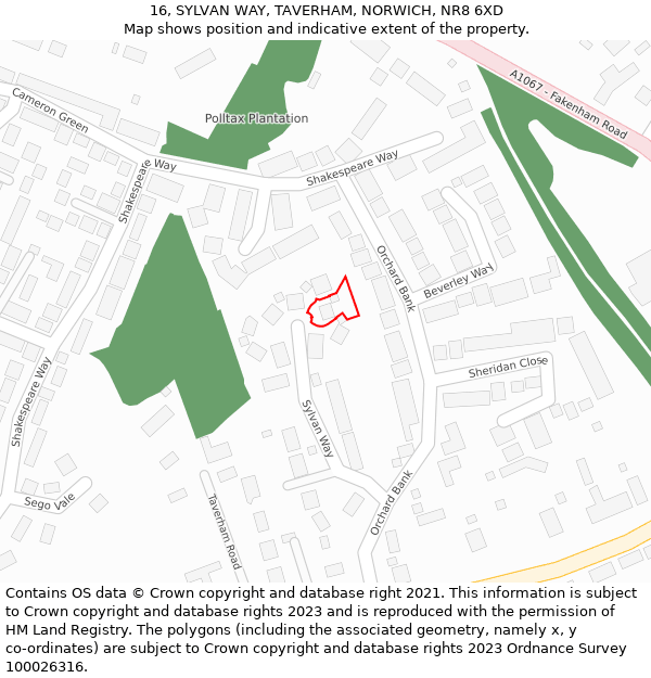 16, SYLVAN WAY, TAVERHAM, NORWICH, NR8 6XD: Location map and indicative extent of plot