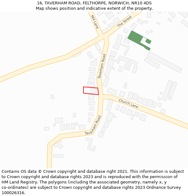 16, TAVERHAM ROAD, FELTHORPE, NORWICH, NR10 4DS: Location map and indicative extent of plot