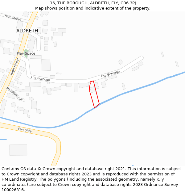16, THE BOROUGH, ALDRETH, ELY, CB6 3PJ: Location map and indicative extent of plot