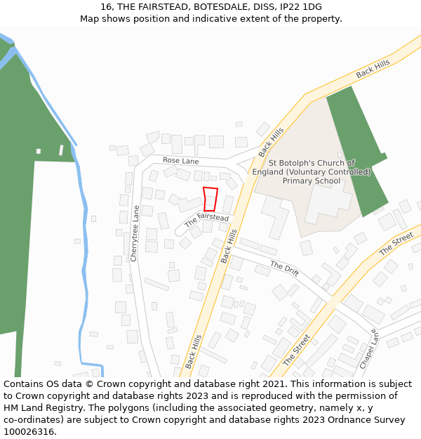 16, THE FAIRSTEAD, BOTESDALE, DISS, IP22 1DG: Location map and indicative extent of plot