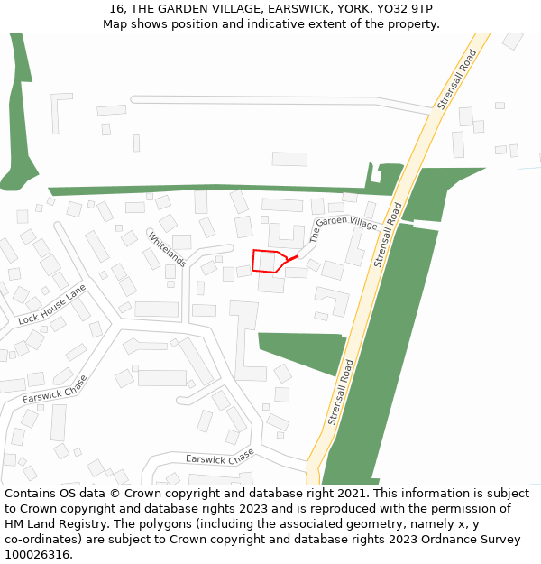 16, THE GARDEN VILLAGE, EARSWICK, YORK, YO32 9TP: Location map and indicative extent of plot