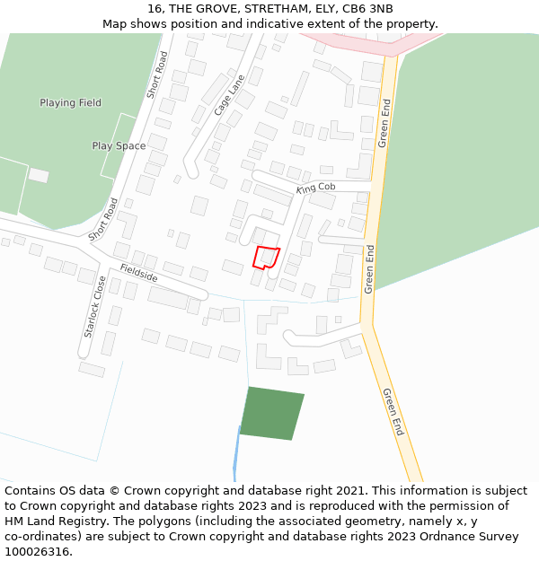 16, THE GROVE, STRETHAM, ELY, CB6 3NB: Location map and indicative extent of plot