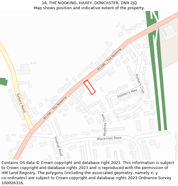 16, THE NOOKING, HAXEY, DONCASTER, DN9 2JQ: Location map and indicative extent of plot