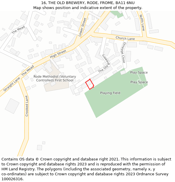 16, THE OLD BREWERY, RODE, FROME, BA11 6NU: Location map and indicative extent of plot