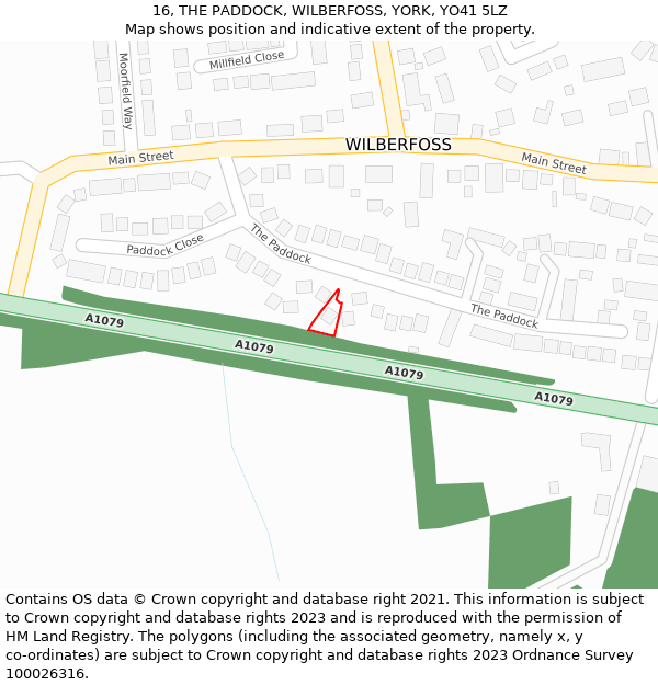 16, THE PADDOCK, WILBERFOSS, YORK, YO41 5LZ: Location map and indicative extent of plot