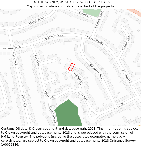 16, THE SPINNEY, WEST KIRBY, WIRRAL, CH48 9US: Location map and indicative extent of plot