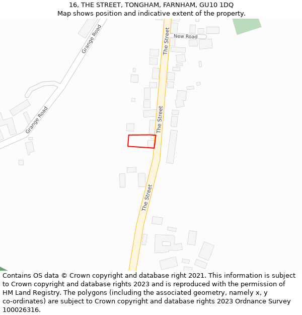 16, THE STREET, TONGHAM, FARNHAM, GU10 1DQ: Location map and indicative extent of plot