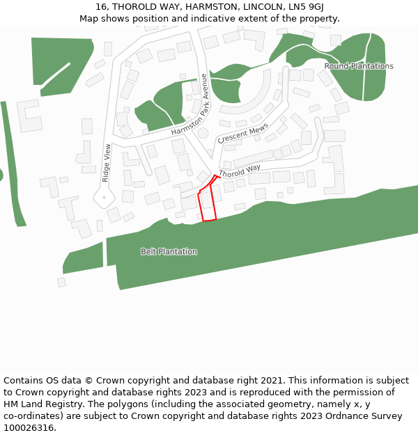 16, THOROLD WAY, HARMSTON, LINCOLN, LN5 9GJ: Location map and indicative extent of plot