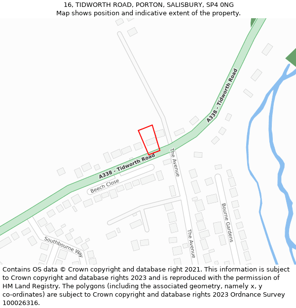 16, TIDWORTH ROAD, PORTON, SALISBURY, SP4 0NG: Location map and indicative extent of plot