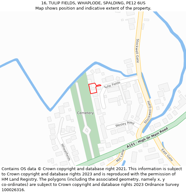 16, TULIP FIELDS, WHAPLODE, SPALDING, PE12 6US: Location map and indicative extent of plot