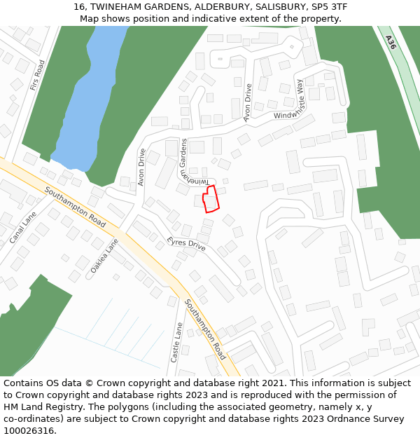 16, TWINEHAM GARDENS, ALDERBURY, SALISBURY, SP5 3TF: Location map and indicative extent of plot