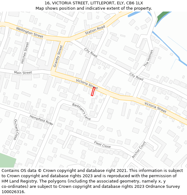 16, VICTORIA STREET, LITTLEPORT, ELY, CB6 1LX: Location map and indicative extent of plot
