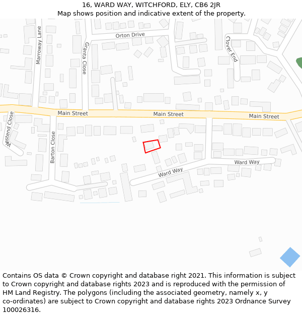 16, WARD WAY, WITCHFORD, ELY, CB6 2JR: Location map and indicative extent of plot