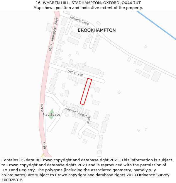 16, WARREN HILL, STADHAMPTON, OXFORD, OX44 7UT: Location map and indicative extent of plot