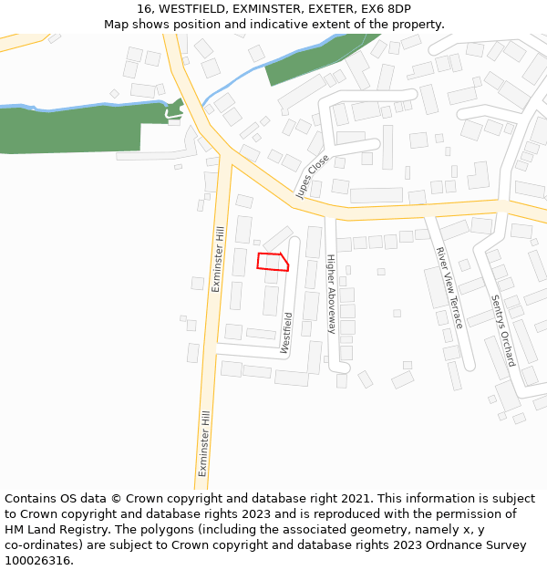 16, WESTFIELD, EXMINSTER, EXETER, EX6 8DP: Location map and indicative extent of plot