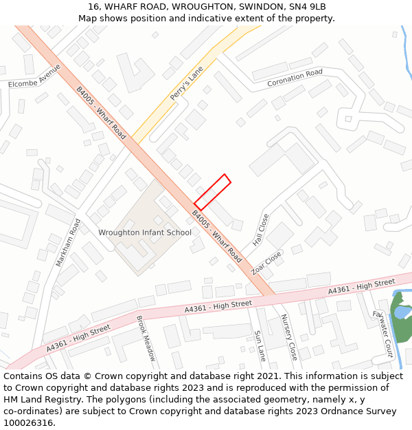 16, WHARF ROAD, WROUGHTON, SWINDON, SN4 9LB: Location map and indicative extent of plot