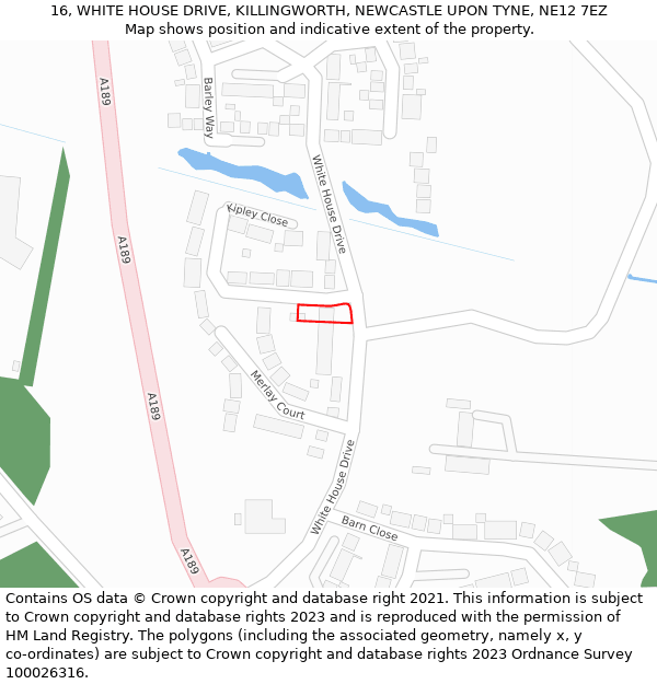16, WHITE HOUSE DRIVE, KILLINGWORTH, NEWCASTLE UPON TYNE, NE12 7EZ: Location map and indicative extent of plot