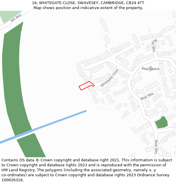 16, WHITEGATE CLOSE, SWAVESEY, CAMBRIDGE, CB24 4TT: Location map and indicative extent of plot