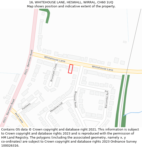 16, WHITEHOUSE LANE, HESWALL, WIRRAL, CH60 1UQ: Location map and indicative extent of plot