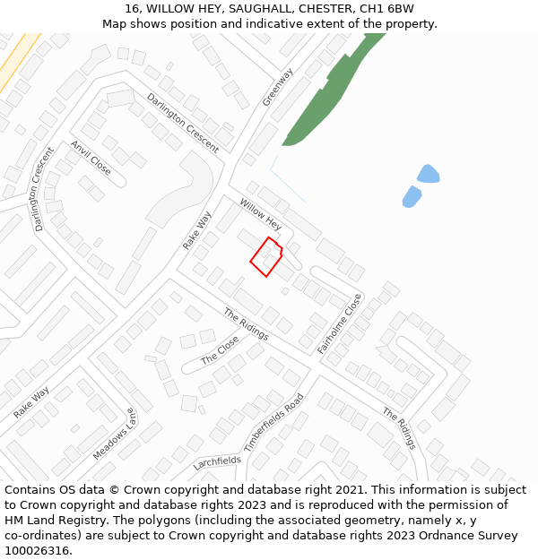 16, WILLOW HEY, SAUGHALL, CHESTER, CH1 6BW: Location map and indicative extent of plot