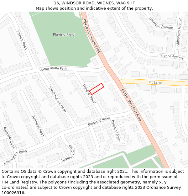 16, WINDSOR ROAD, WIDNES, WA8 9HF: Location map and indicative extent of plot